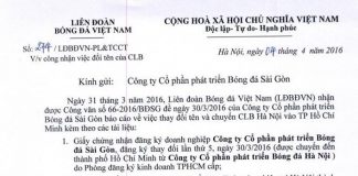 VFF công nhận việc đổi tên của CLB Hà Nội